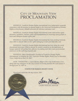 City of Mountain View Proclamation